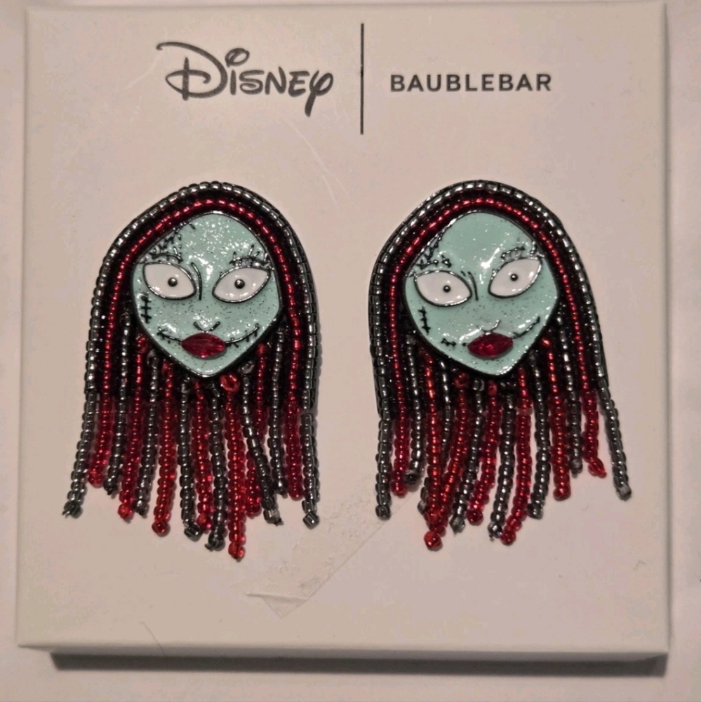 Disney BaubleBar Nightmare Before Christmas Sally"s Head Beaded Earrings NIB